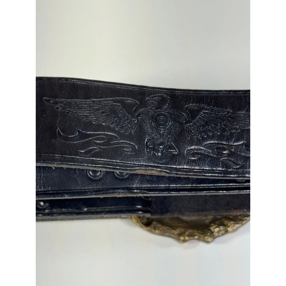 Vintage Harley Davidson Brass Belt Buckle Rattlesnake V-Twin Siskiyou 1990 32/34